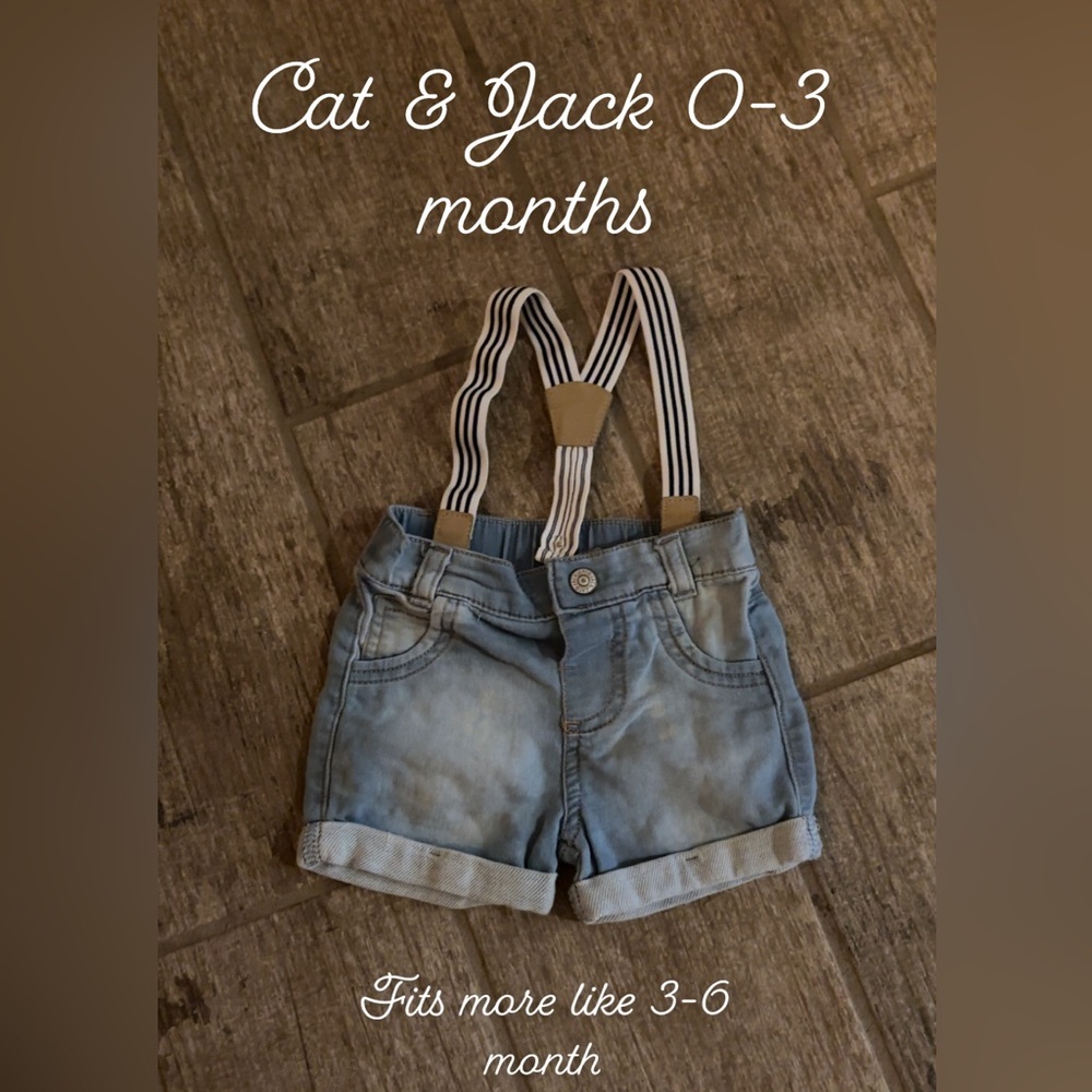 3-6 month Jean shorts with suspenders